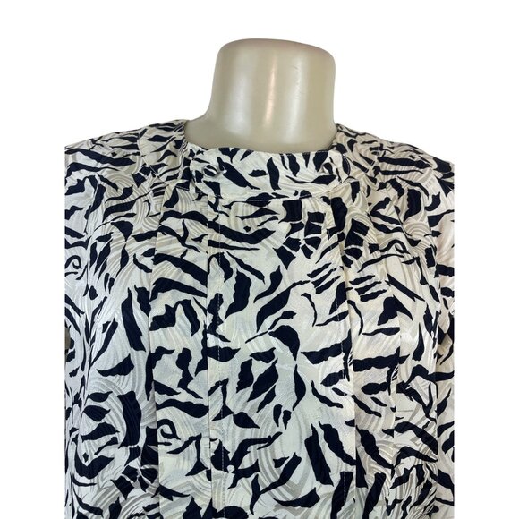 Vintage Fit-Yuel Women’s Black & White Abstract Print Long Sleeve Blouse - Picture 4 of 8